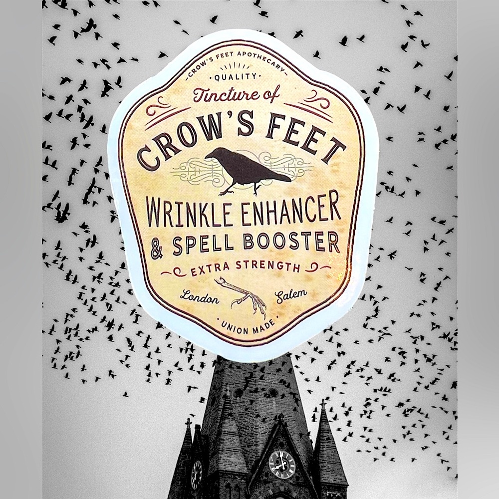 CROWS FEET Witchy Sorceress Supreme Potion B0ttle Label Sticker Spells Occult